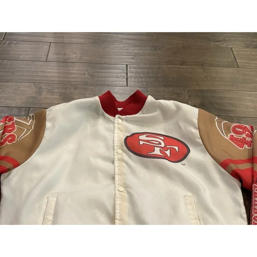 Vtg 80s Chalkline San Francisco 49ers Snap On Fanimation Football Jacket L LARGE